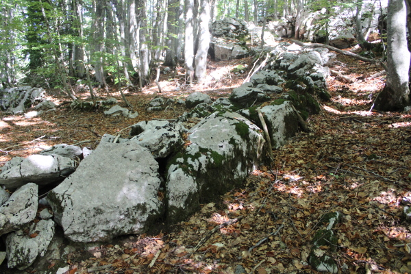 Središnja ulica koja vodi kroz naselje Stražbenice obrubljena ogromnim kamenim blokovima (Foto: Goran Majetić)