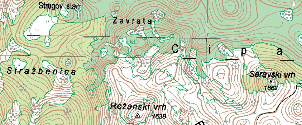 Smještaj toponima Stražbenica na zemljovidu ne odgovara stvarnom položaju naselja (Izvor: Geoportal (geoportal.dgu.hr))