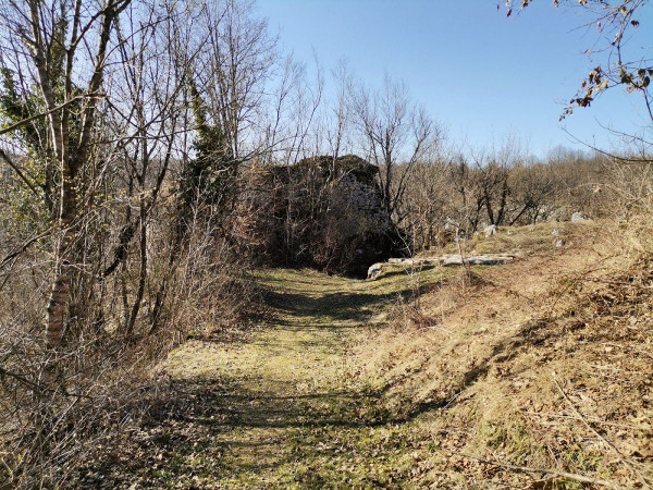 Prilazna makadamska cesta do Blagaja, s dijelom zapadnog krila utvrđenog grada u pozadini (Foto: Tomislav Beronić)