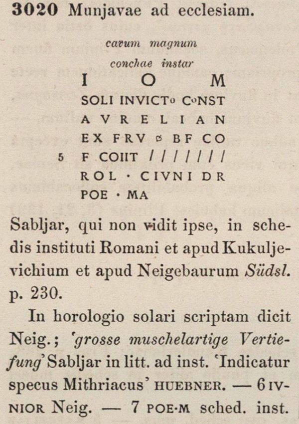 Podaci koje je o sunčanoj uri iz Josipdola prikupio Theodor Mommsen, koji ih je objavio 1873. godine u 3. svesku izdanja ”Corpvs inscriptionvm Latinarvm” (Izvor: iDAI.objects Arachne (arachne.uni-koeln.de))