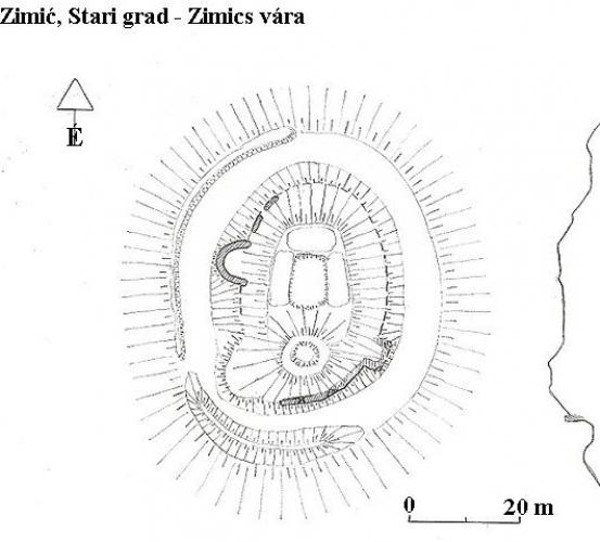 Skica utvrde Zimić koju su objavili posjetitelji iz Mađarske po obilasku 21. ožujka 2009. (Izvor: Varak (varak.hu))