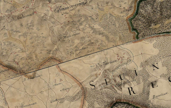 Položaj srednjovjekovnog grada Furjana prikazan je skicom utvrde (u crvenoj boji) i nazivom Furian na zemljovidu Karlovačkog generalata iz 1774-1775. godine (Izvor: Hungaricana - Hungarian Cultural Heritage Portal: Mapire: Country maps: Karlstädter Generalat (1774-1775) - First Military Survey (maps.arcanum.com))