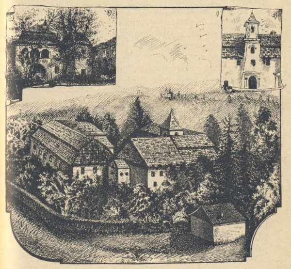 Crtež još većim dijelom očuvanog izvornog Brlog-grada (Izvor: Radoslav Lopašić ”Oko Kupe i Korane”, 1895.)