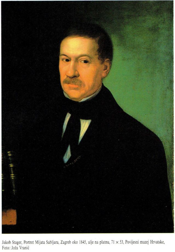 Sakupljač starina i umjetnina te muzealac Mijat Sabljar na slici Jakoba Stagera iz oko 1845. godine (Izvor: Hrvatski povijesni muzej (museum.hismus.hr))
