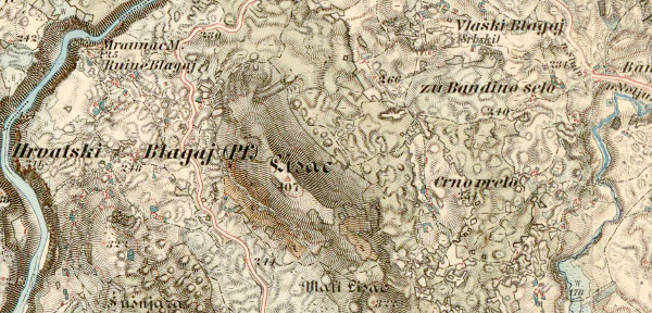 Na karti Treće vojne izmjere Austro-Ugarskog carstva (1869.-1887.) dvije crkve na području Vlaškog Blagaja nisu ucrtane (Izvor: Hungaricana - Hungarian Cultural Heritage Portal: Mapire: Country maps: Habsburg Empire (1869-1887) - Third Military Survey (maps.hungaricana.hu))