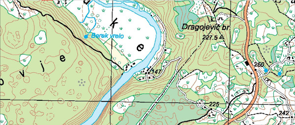 Područje Koranskog Sela na suvremenom zemljovidu (Izvor: Geoportal (geoportal.dgu.hr))