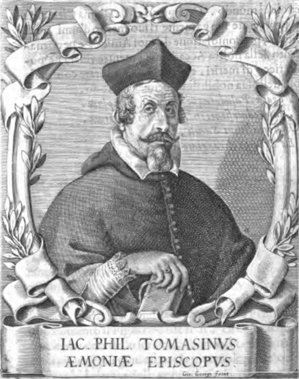 Dragocjeni rukopis Giacoma Filippa Tomasinija ”Istoria d’Istria”, kojega je pisao tijekom obnašanja dužnosti biskupa u Novigradu Istarskom od 1642. do 1654. godine, sadrži izvještaje o pronalasku kostiju divova u selima Brkač i Završje nedaleko Motovuna (Izvor: ”Le glorie de gli Incogniti o vero gli huomini illustri dell Accademia de signori Incogniti di Venetia”, 1647. (anonimna gravura))