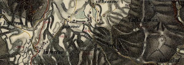 Isječak iz zemljovida Hrvatske, 2. vojne izmjere Austrijskog carstva iz 1865-1869. godine, s ucrtanim grobljem u Kunovcu Kupirovačkom (Izvor: Hungaricana - Hungarian Cultural Heritage Portal: Maps and Plans: Croatia (1865-1869) - Second military survey of the Habsburg Empire (maps.hungaricana.hu))