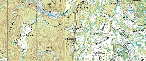 Položaj groblja u zaselku Podurljaj u Gornjem Srbu (Izvor: Geoportal (geoportal.dgu.hr))