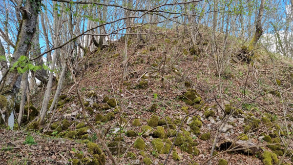 Zapadna strana ispod nekadašnje kule obiluje urušenim građevnim materijalom. (Foto: Tomislav Beronić)