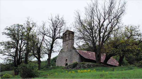 Pogled s jugozapada na hram Rođenje Svetog Jovana Krstitelja 2010. godine (Foto: Tatjana Kolak; Izvor: ”Starohrvatska prosvjeta” (Tatjana Kolak ”Romanički mač iz Jošana”), 2020.)