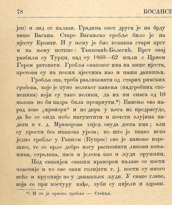 Odlomci iz rada Stevana N. Davidovića ”Janj i njegova okolina”, tiskanog u glasilu ”Bosanska vila”, u kojima spominje janjske ”mramore” ispod kojih su iskopane kosti golijata (divova) (Izvor: ”Bosanska vila”, 1886.)