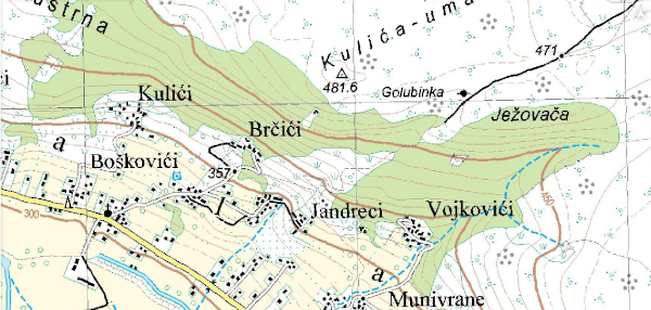Sjeveroistočni zaselci sela Gala (Izvor: Geoportal (geoportal.dgu.hr))